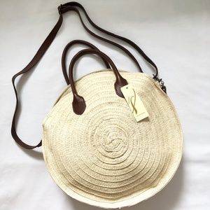 COLLECTION 18 Round Woven Straw Crossbody Boho Bag